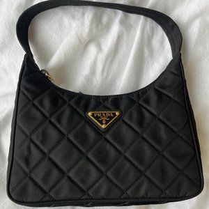 Brand New Prada Tessuto Nylon Impuntu Quilted Shoulder bag black